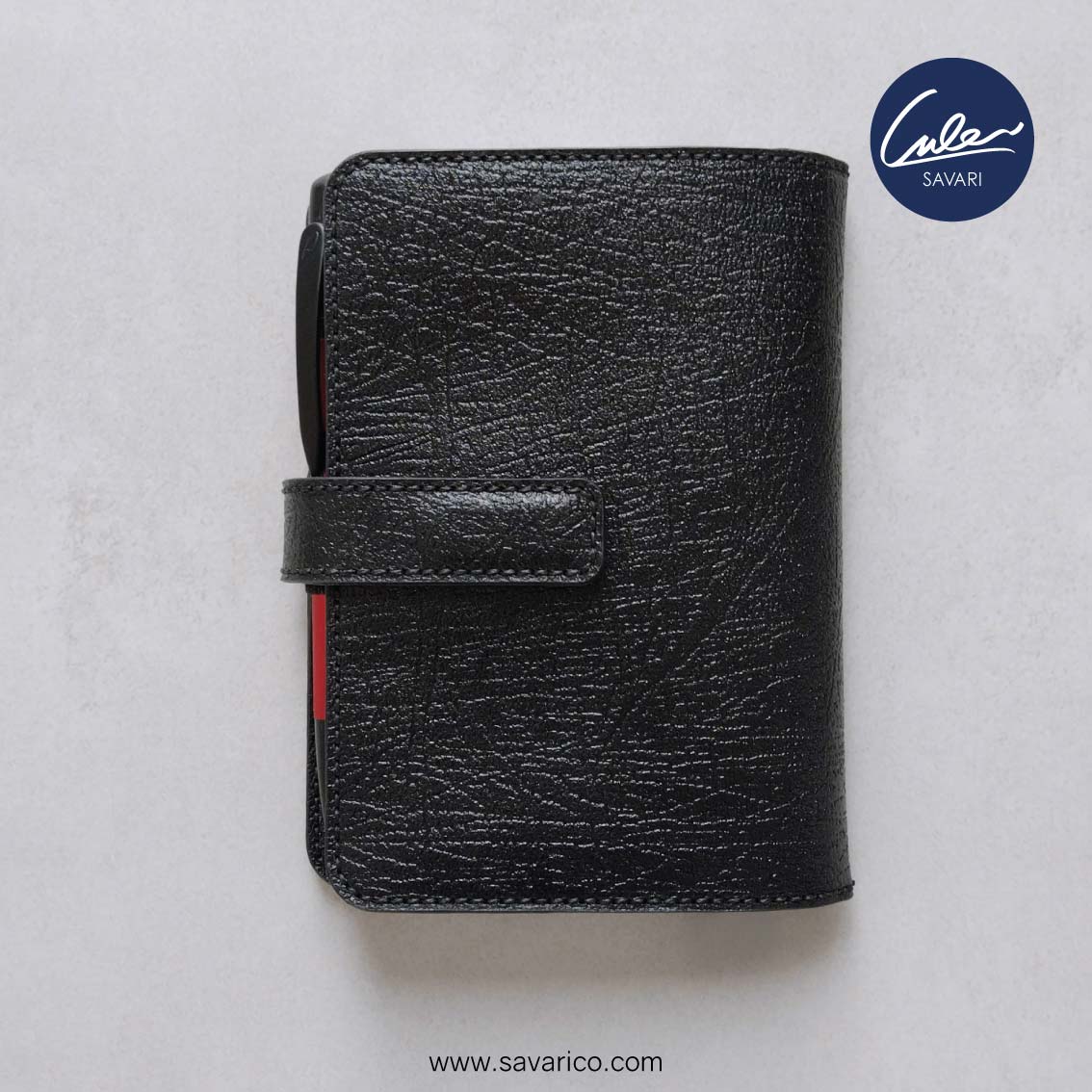ژورنال جیبی با جلد چرم طبیعی به همراه خودکار و دفترچه یادداشت قابل تعویض برند سواری SAVARI ( مدل S-26 )